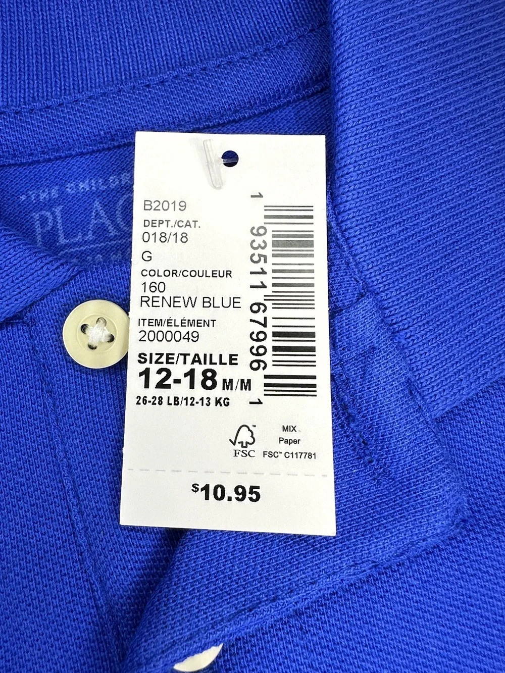The Children’s Place Blue Polo Shirt Size 12-18M Summer Casual Special Occasion
